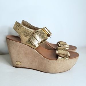 *SOLD* Michael Kors | Wedges, Embossed Gold Snake